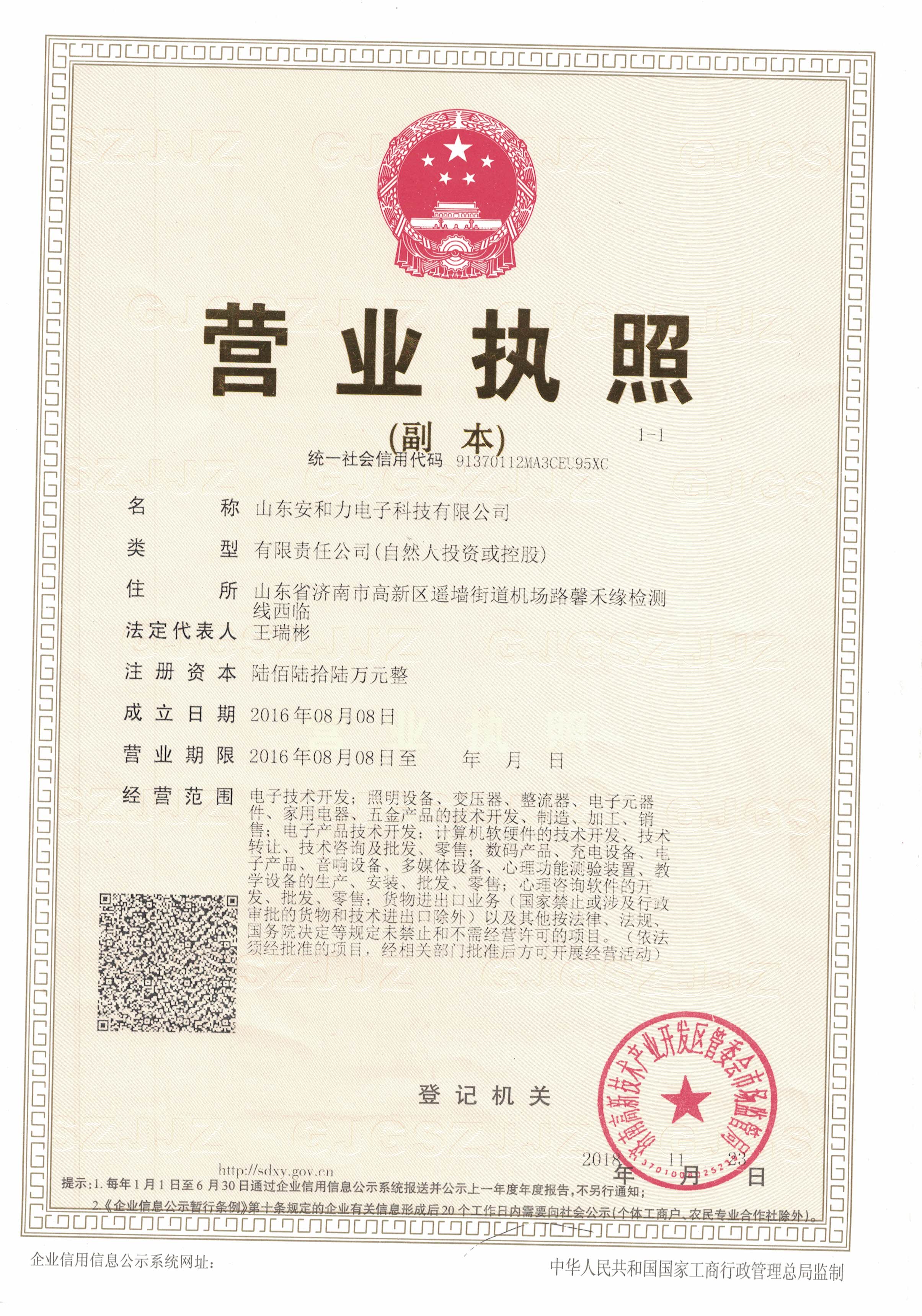 山東安和力營業(yè)執(zhí)照